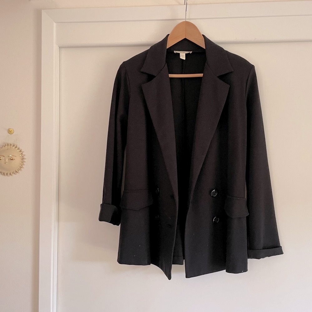 WESTON WEAR ANTHROPOLOGIE Black Double Long Sleeve‎ Blazer